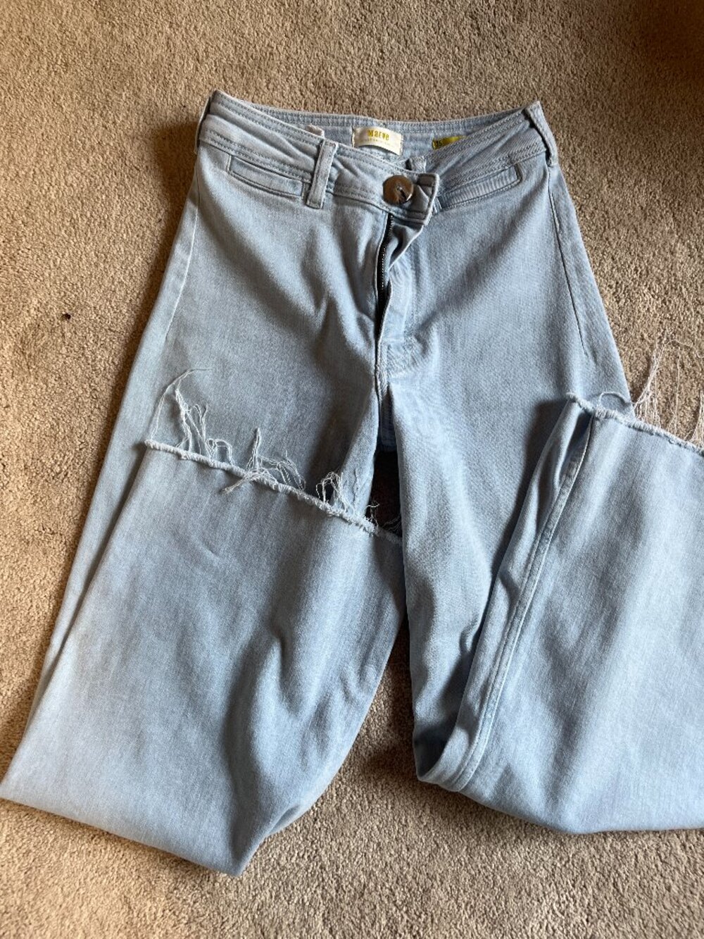 Maeve Anthropologie Fringe Bottom Wide Leg Jeans Size 25
